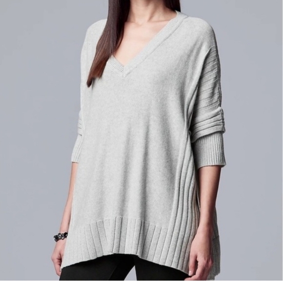 SIMPLY VERA WANG Batwing Textured Ribbed S/M Blue Sweater Oversized Business - Picture 1 of 7